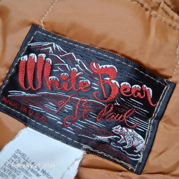 Vintage White Bear St Paul Jacket Women Medium Brown Snap Hooded Winter Coat - Picture 11 of 13